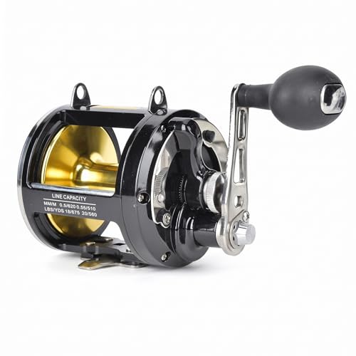 VBESTLIFE TR12000 Caña de Pescar con Carrete de Trolling Todo Metal, Relación de Velocidad 3.4:1, Arandela de Freno de Fibra de Carbono para Pesca en Salmuera en Barco de Alta Mar miniatura 1