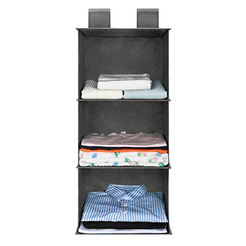UMI. by Amazon - Organizador para Armario de 3 Niveles, Organizador de Ropa, Estante Colgante de Tela, para Guardar Ropa, Toallas, Zapatos, Gris