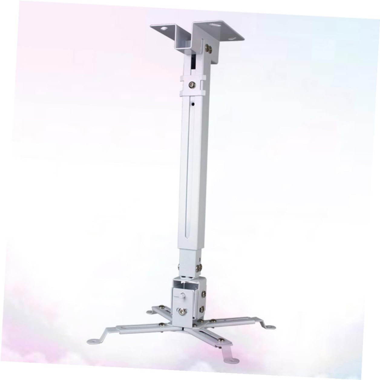 GALPADA Supporto da Soffitto per Proiettore in Ferro Bianco, Inclinabile e Regolabile 4 Bracci Articolati, Capacità 15kg, per Installazione a Soffitto
