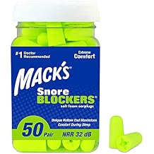 Macks Snore Blockers Soft Foam Earplugs, 50 Pair 32 dB High NRR, 37 dB SNR Comfortable Ear Plugs for Sleeping, Snoring, Loud Noise and Travel