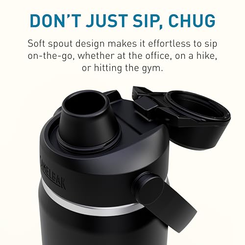 Image of CamelBak Thrive Chug Insulated Stainless Steel Water Bottle, Cold Retention with High Flow Lid for Everyday Hydration and Active Use, 20oz, Black