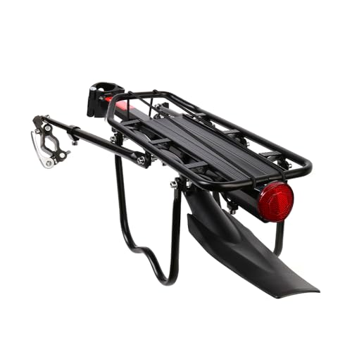 Amazon ODUR Aluminum Alloy Bike Rear Rack with Adjustable Mudguard & Rear Light – Heavy Duty Bicycle Pannier Carrier for Mountain & Road Bikes, Luggage Cargo Holder, Fits 24-29 Inch Wheels" #ad