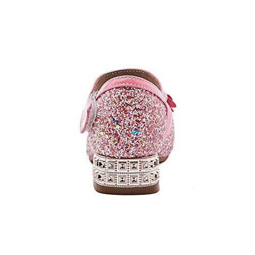 DKZSYIM Toddler Little Big Kid Girls Sparkle Party Wedding Low Heels Princess Dress Sandals,Model KM2553