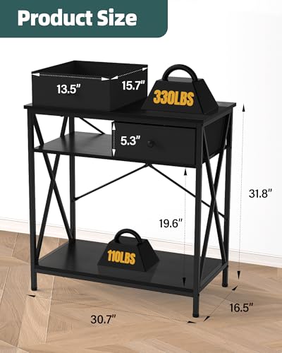 Image of Fish Tank Stand 29 Gallon: Sturdy Aquarium Stand with Accessories Storage - Metal Fish Tank Table for 20-29 Gallon Reptile Breeder Turtle Terrarium - 30.7 inchx16.5 inch Weight Capacity 330 lbs
