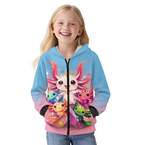 WELLFLYHOM Zip Up Hoodies 6-16 Fleece Lining Girls Graphic Sweatshirt Novelty Long Sleeve Hoodie Jacket with Pocket