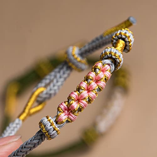 Pulsera de cuerda roja Feng Shui con charm floral miniatura 6