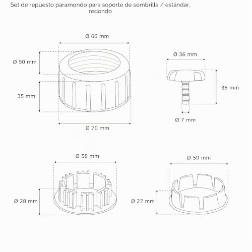 Piezas de Recambio para Base Paragüero con Plástico Anti-UV paramondo 3