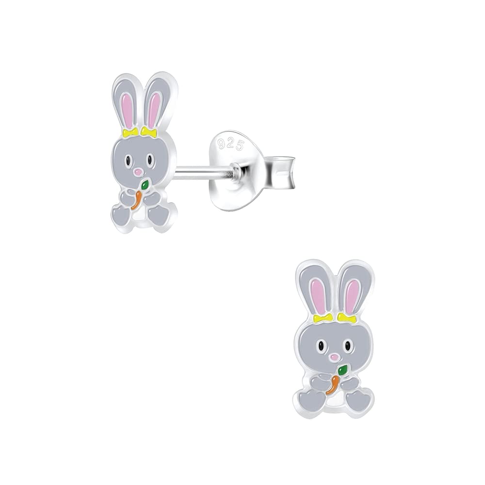 LaimonsAdorables pendientes de conejo Laimons de plata de ley 925. Joya perfecta para niñas y amantes de los animales, Plata de ley Plata esterlina Esmalte