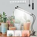 Grow Lights for Indoor Plants, 6000K Full Spectrum Plant Lights for Indoor Growing White Red Led, Clip On Grow Light Plant Lamp for Seeding,Dimmable &Auto on/Off Timmer (White, 2Head-1Pack)