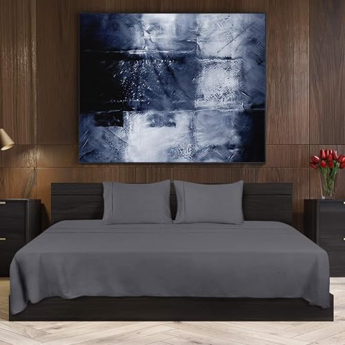 Image of Utopia Bedding 4-Piece Bed Sheet Set 160 x 200 cm, Grey - Polyester Microfibre, Oeko-Tex Certified, 1 Fitted Sheet 160 x 200 cm, 1 Flat Sheet 266 x 259 cm and 2 Pillowcases 50 x 75 cm