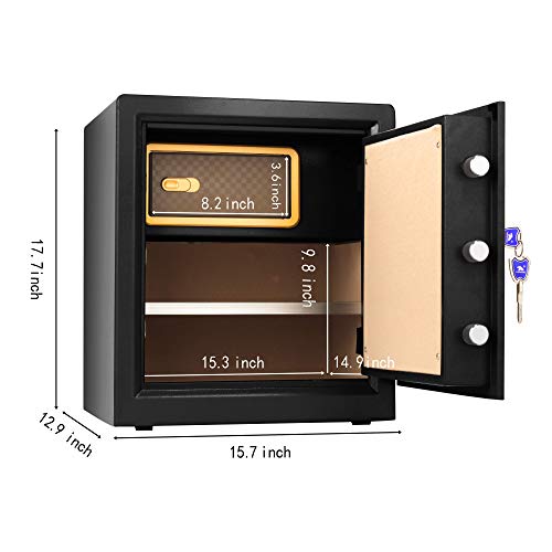 image for TIGERKING Digital Security Safe Box,Double Safety Key Lock and Passwor