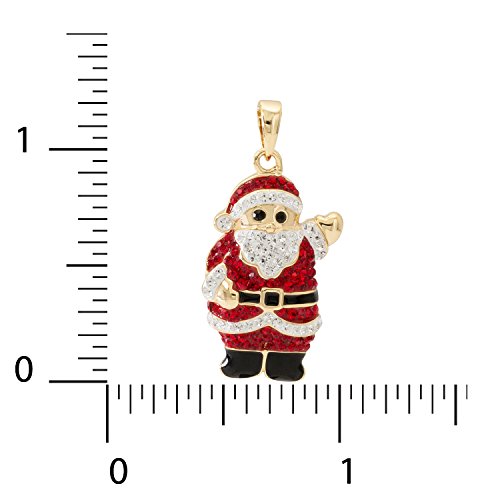 Crystalogy Women's Jewelry Yellow Plated Brass Crystal Christmas Santa Fashion Pendant Necklace, 18" #TOP3