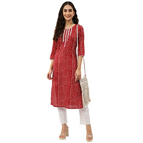 Image of NAINVISH Women's Cotton Blend Straight Fit Casual Kurti