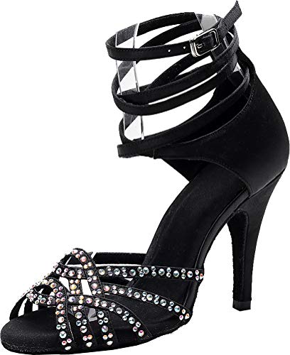 Chaussures de danse latine pour femme noires à strass pointure 33