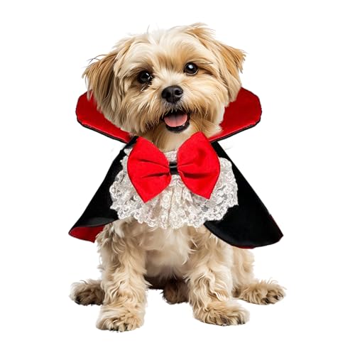 Halloween Vampire Costume for Dogs Cats Spooky Pet Costume Cosplay Cloak Red Black Spooky Trick or Treat Cat Cape Apparel for Halloween Party Decorations-XL