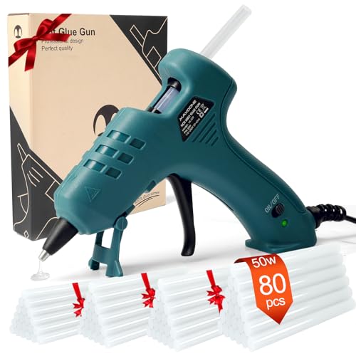Mini Pistola de Silicona Caliente 50W con 80 barras de silicona Pegamento Caliente para manualidades pequeñas y reparaciones rápidas en el hogar y la oficina