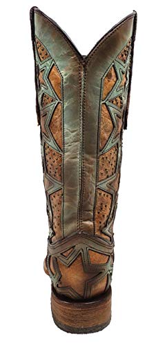 Corral Women's Turquoise/Brown Stars Inlay Square Toe Boots (10.5 B(M) US)4