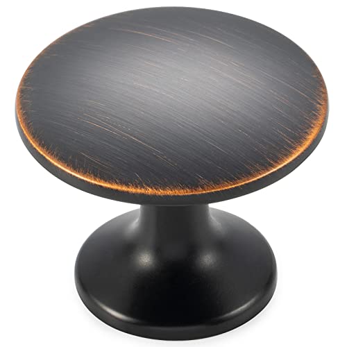 KOOFIZO Round Cabinet Knob - Oil Rubbed Bronze Pull Handle (Dia.30mm / 1.2 Inch), 10-Pack for Kitchen Cupboard Door, Bedroom Dresser Drawer, Bathroom Wardrobe Hardware