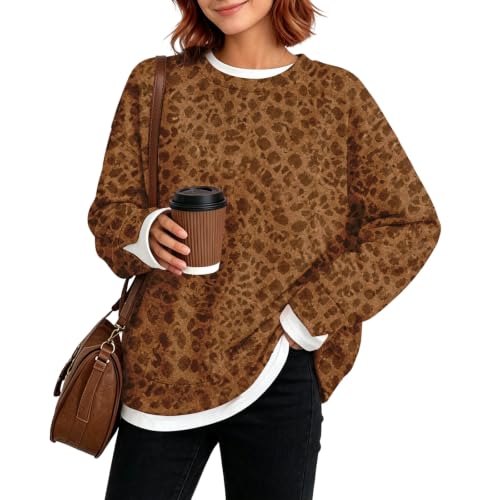 Crewneck Sweatshirts Women Leopard Print Y2K Fall Clothing for Women 2026 - image 6
