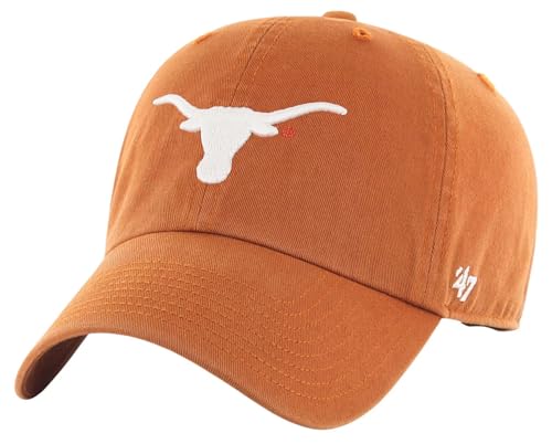 47 NCAA Unisex-Adult Clean Up Adjustable Hat Cap One Size (US Alpha One Size Texas Longhorns - Orange)