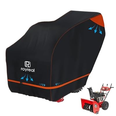 Snow Blower Cover Heavy Duty 600D Waterproof Winter Outside Snow Thrower Cover with Windproof Buckles and Elastic Cord Against Water, UV,Snow (L size Fit 22 24 26 inch)