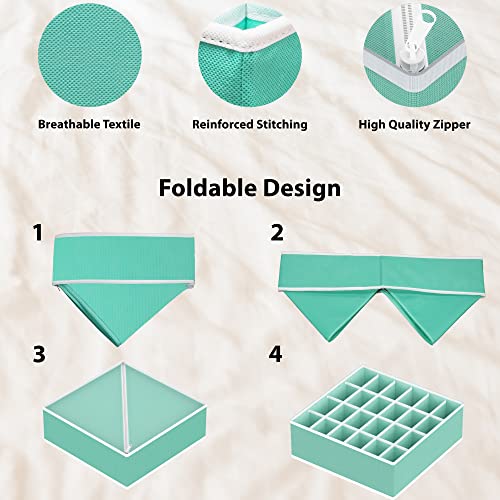 Image of Simple Houseware 4-Pack Drawer Organizer Set - Closet Dividers for Underwear, Socks, Bras, Scarves, Ties - Foldable Non-Woven Storage Boxes, Turquoise