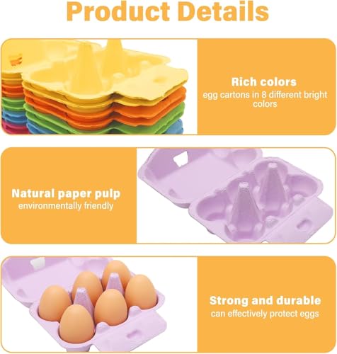 Witrutty 24 Stück Eierkarton, Eierkartons für Eier ohne Aufdruck, Colorful Eierkarton für je 6 Eier, Robust und Langlebig, Eierbox Eier Behälter für Hühn/DIY Geschenke Ostern Handwerk