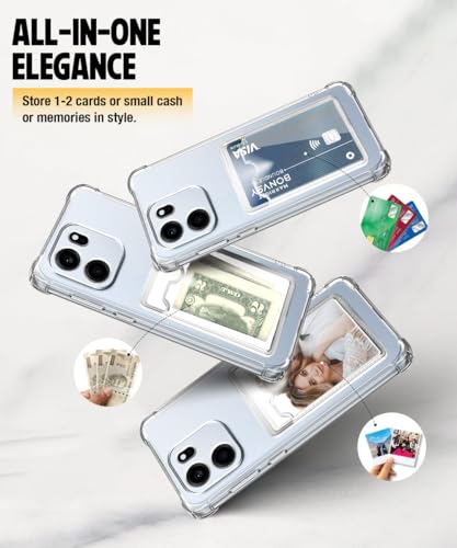 Image of WOW IMAGINE Transparent Back Case for 1+ OnePlus Nord CE 6 5G | Flexible Slim Card Pockets Wallet | 360 Camera Protection TPU | Soft Silicone Mobile Cover - Transparent