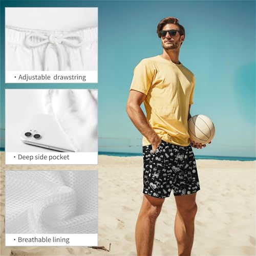 Galaxy Green Men's Swim Trunks Hawaiian Bathing Mesh Lining Suit Swimsuits Beach Shorts with Pockets4