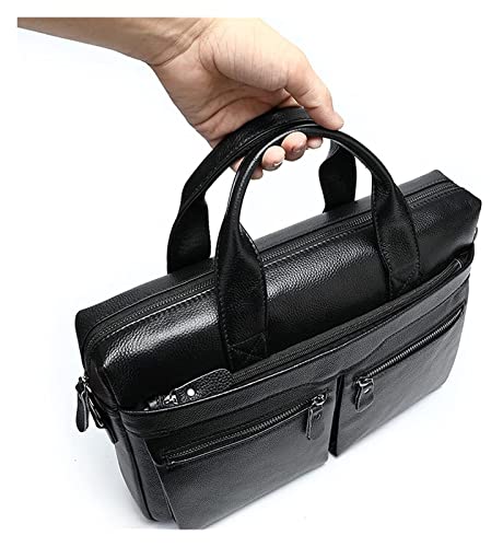 Maletín de cuero para laptop 14 pulgadas negro miniatura 4