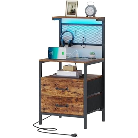 TRIFEBLE Tall Nightstand with LED Cover