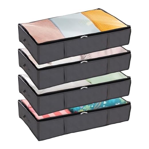 R ROYALDOME - Pack 4 bolsas para almacenamiento de ropa 75l / Bolsas plegables para organización de ropa 100x50x15cm / Cubierta transparente, cremalleras bidireccionales y asas reforzadas