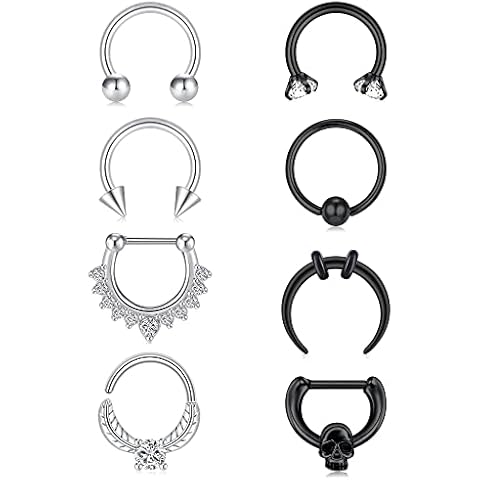 Zolure Septum Ring Septum Piercing Jewellery 16G Stainless Steel Horseshoe Nose Rings Clicker Helix Cartilage Daith Earring Cover