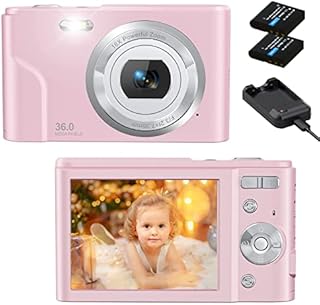 Digital Camera for Kids Boys and Girls - 36MP Vlogging Camera Compact Camera 2,4 Zoll, Full HD 1080P Rechargeable Electronic Mini Camera for Students, Teens, Kids (PINK)