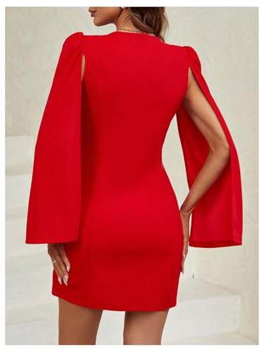 Image of Floerns Women's V Neck Double Breasted Cape Blazer Split Sleeve Elegant Blazer Dress