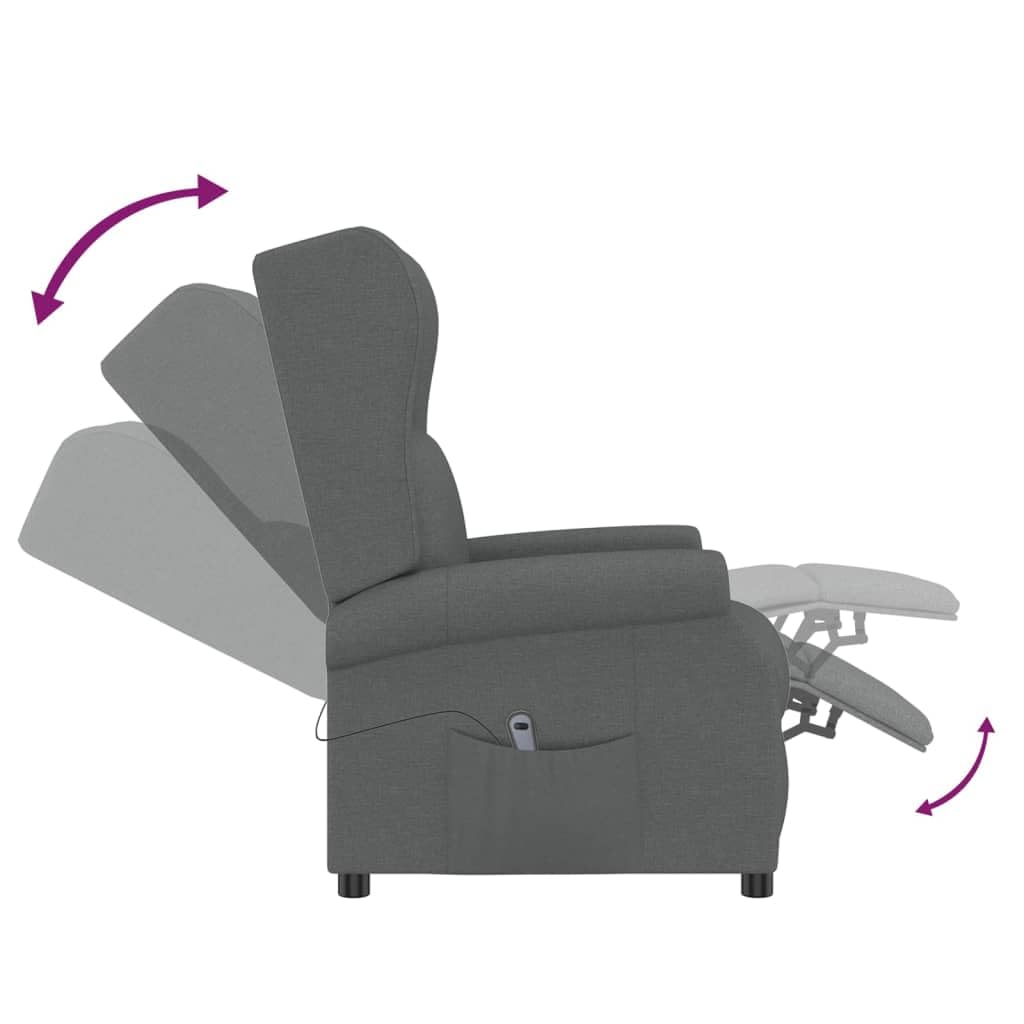 Genérico Sillón orejero reclinable eléctrico de Tela Gris Oscuro,Sillas,Sillones-3098320