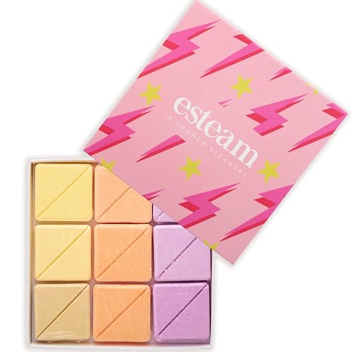 ESTEAM Aromatherapy Shower Steamers – 18 Pack – Birthday Gifts for Women – Shower Bombs with Essential Oils – Self Care Relaxation, Body Restore, Sinus Relief (Pink Lightning Design)