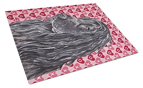 Caroline's Treasures SC9555LCB Black Cocker Spaniel Hearts and Love Glass Cutting Board Large Decorative Tempered Glass Kitchen Cutting and Serving Board Large Size Chopping Board