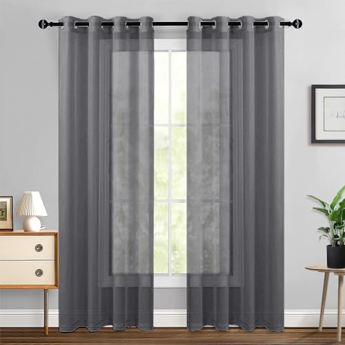 Cortinas, Home NANWEI Cortinas Translucidas Equilibrar La Privacidad y La Luz, Cortinas Transparentes para Recamara y Sala Ligero Vertical con Ojales en La Parte Superior, 2...