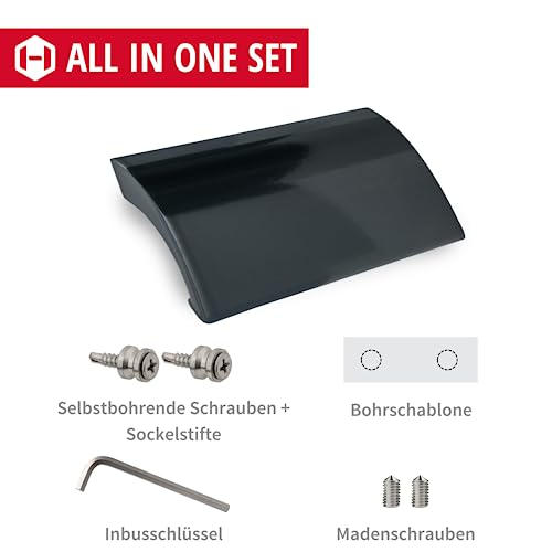 Gedotec Balkontürgriff außen Aluminium [Made in EU] Stabiler Balkontür Griff mit Schrauben I Griff Balkontür außen in Grau I Terassentürgriff außen mit einer Länge von 82mm I Türgriff Balkontür außen