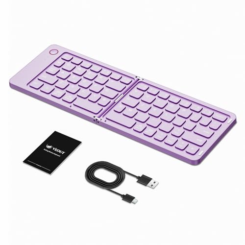 Image of Veout Foldable Bluetooth Keyboard, Ultra-Thin Portable Wireless Keyboard, Lightweight for Laptop, iPad, iPhone, Android, Windows, Mac