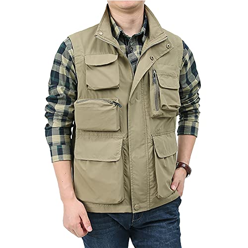 Men's Fishing Vest Casual Outdoor Multifunctional Mesh Photographer Jacket 8 Pockets Breathable Quick Dry Coat3