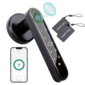 5-in-1 Unlock – Fingerprint, Bluetooth, Code, IC Card, Key Fingerprint Door Lock, Smart Door knob,Biometric Door Lock for Bedroom Home Hotel Office Apartment