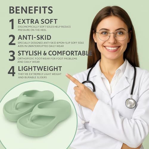Image of ORTHO JOY Orthopedic Slippers for Women | Comfortable EVA Flip-Flops with Arch & Heel Support | Anti-Skid Lightweight Slides for Foot Pain Relief - Ideal for Indoor & Outdoor Use