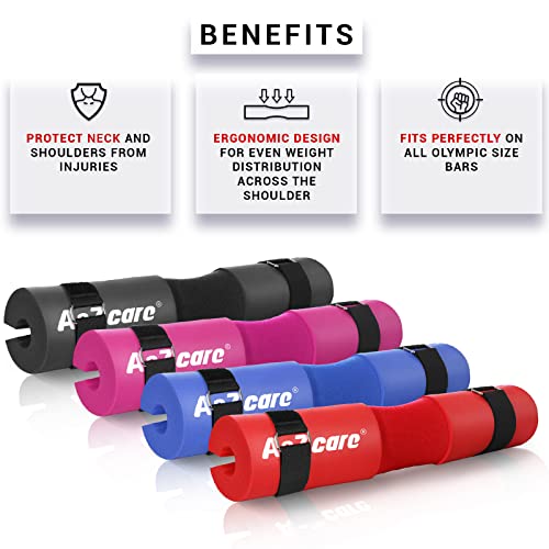 A2Zcare Barbell Pad Squat Pad - Foam Sponge Pad For Squats, Weightlifting, Lunges & Hip Thrusts - Fit Olympic And Standard Bar With Tighten Belts For Secure And Non-Slip (Red (With Tighten Belt)) #TOP2