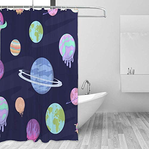 Rideau de douche CHEHONG polyester espace planètes avec crochets - 5