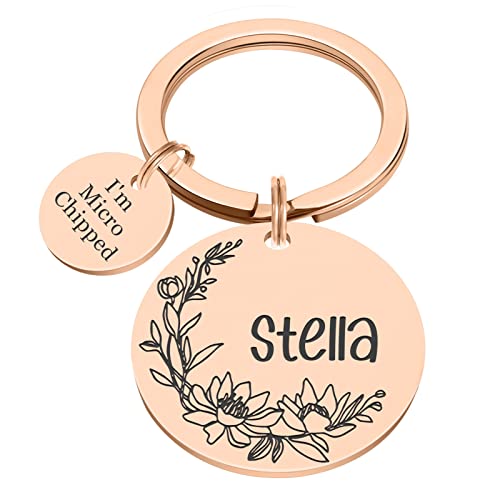 Natiform Personalized Dog Tags, Stainless Steel Engraved Cat Id Tags, Fun Wild Flower Frame Design, Dog Collar Charm Microchips, Floral Pet Name Pendant(Rose Gold) #TOP7