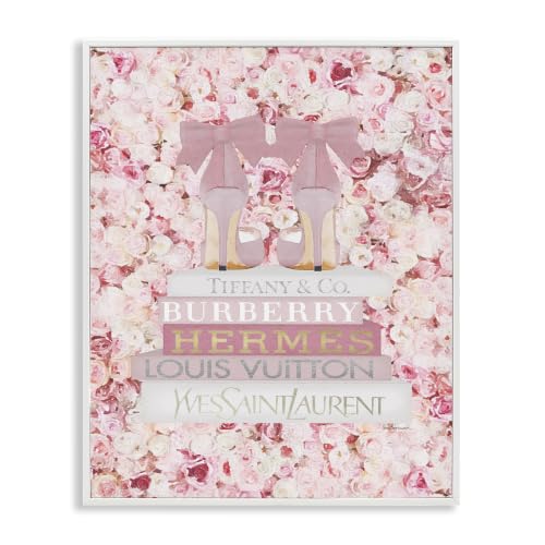 Glam Heel Bookstack Floral Still Life, 24 x 30 Inch Framed Giclée Print by Stupell Industries - Used condition - US$63.32