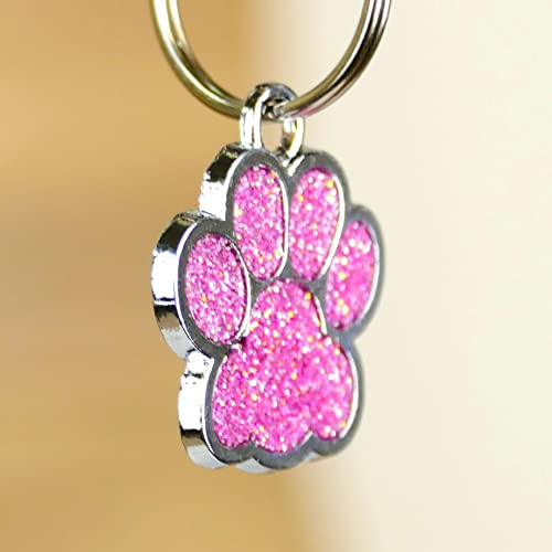 WIENS3D Hundemarke mit Gravur Pfote Pink leicht für Welpen, Hundewelpen | Hundegeburtstag Geschenk Tiermarke