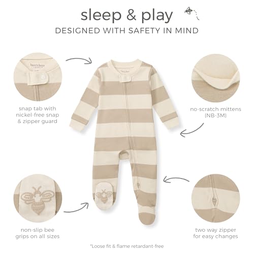 image for Burt's Bees Baby Boys' Organic Cotton Sleep and Play Footed Pajamas, O